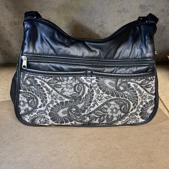 Black floral vintage shoulder purse - Picture 2 of 14